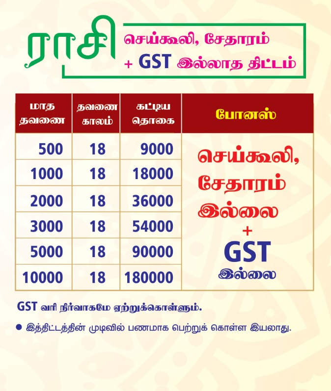 Raasi GST free scheme